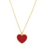 14k Yellow Gold Heart Red Cornelia Paste Necklace High Polish