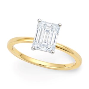 1 Carat Radiant Lab Grown Diamond Solitaire Ring 14K Yellow Gold