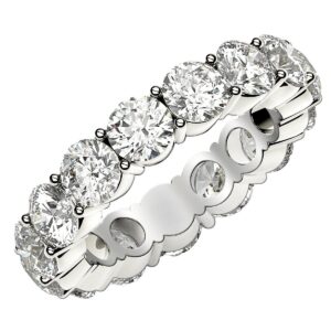 Lab Grown Diamond Eternity Ring Round Cut 14k White Gold 5 Carat FG/VS2