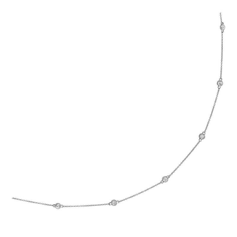14k White Gold Necklace with Round Diamonds
