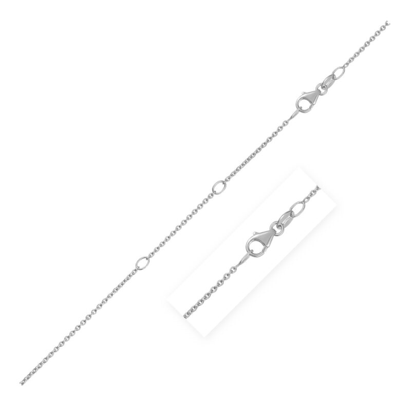 Double Extendable Diamond Cut Cable Chain in White Gold 1.3 mm