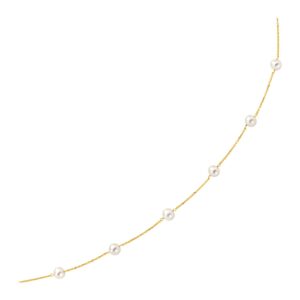 14k Yellow Gold Necklace with 6 6.5 mm White Pearls 16 & 18 inch