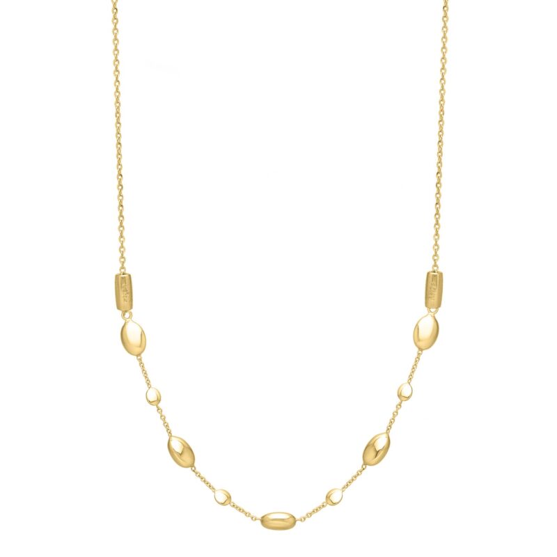 Adjustable Puff Pebble Necklace in 14K Yellow Gold