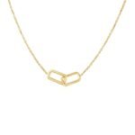 14k Yellow Gold Necklace with Interlocking Petite Rectangles