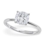 1.5 Carat Cushion Cut Lab Grown Diamond Solitaire Ring 14K White Gold IGI G/VS1