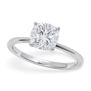 1.5 Carat Cushion Cut Lab Grown Diamond Solitaire Ring 14K White Gold IGI G/VS1