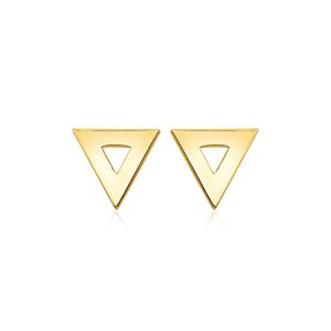 Open Triangle Stud Earrings 14k Gold Polished