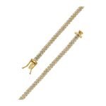Classic Miami Cuban White Pave Solid Chain Necklace 14k Yellow Gold 4 mm