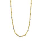 Two Tone Bar Bead Necklace in 14K Gold