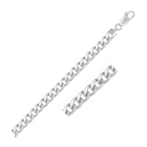 14K White Gold Miami Cuban Semi Solid Chain Necklace 7 mm