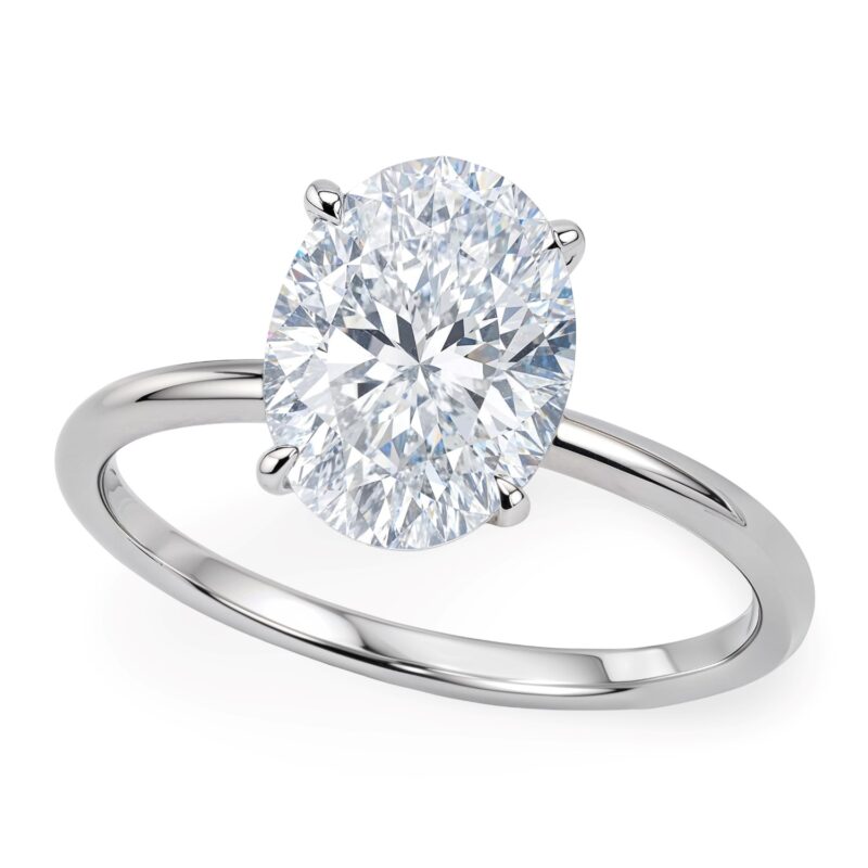 2 Carat Oval Lab Grown Diamond Solitaire Ring White Gold IGI G/VS1