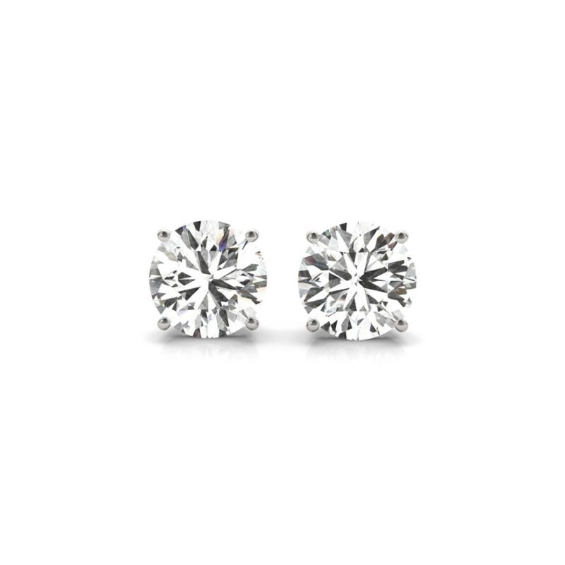 Lab Grown Round Diamond Stud Earrings 4 Carat 14k White Gold Certified IGI G/VS2