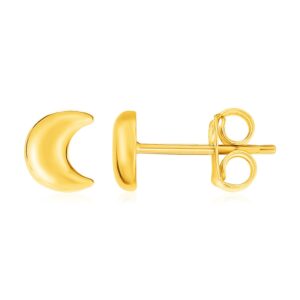14k Gold Stud Earrings with Moons