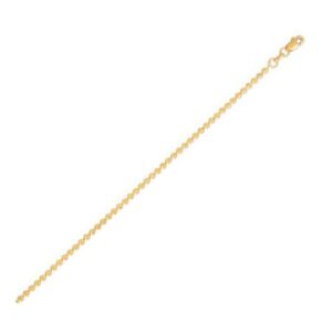 14k Gold Moon Cut Bead Chain Necklace 2 mm