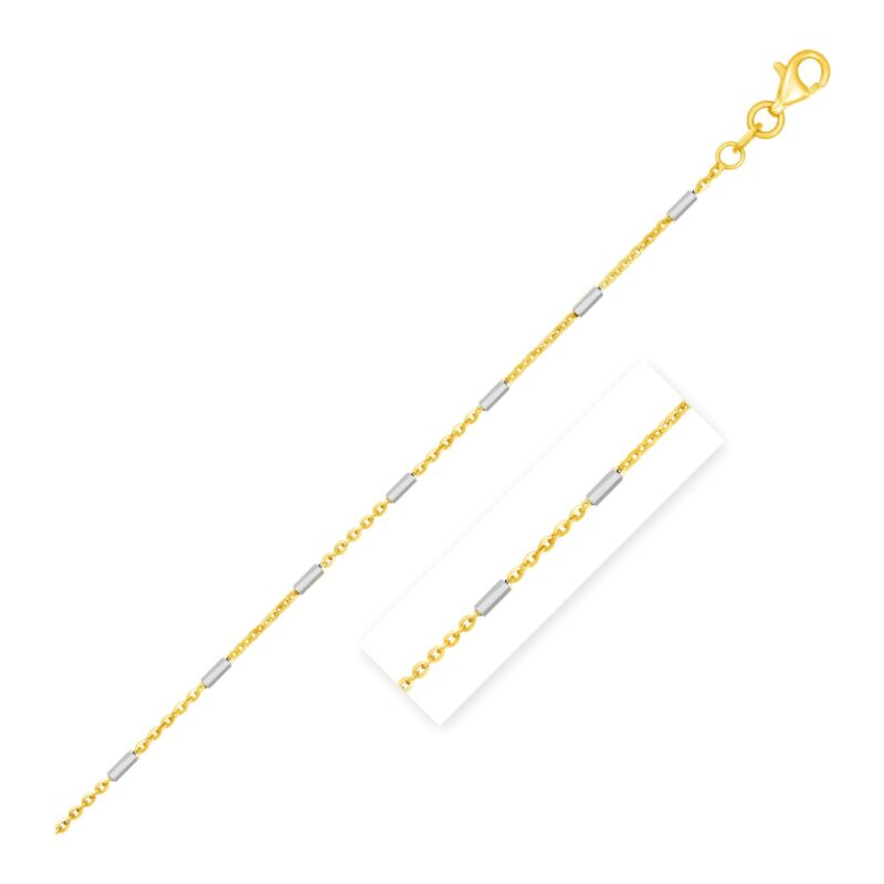 Bar Links Pendant Chain in 14k Two Tone Gold 1 mm