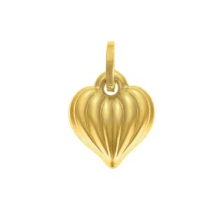 14K Yellow Gold Polished Puffy Heart Charm Pendant Without Chain