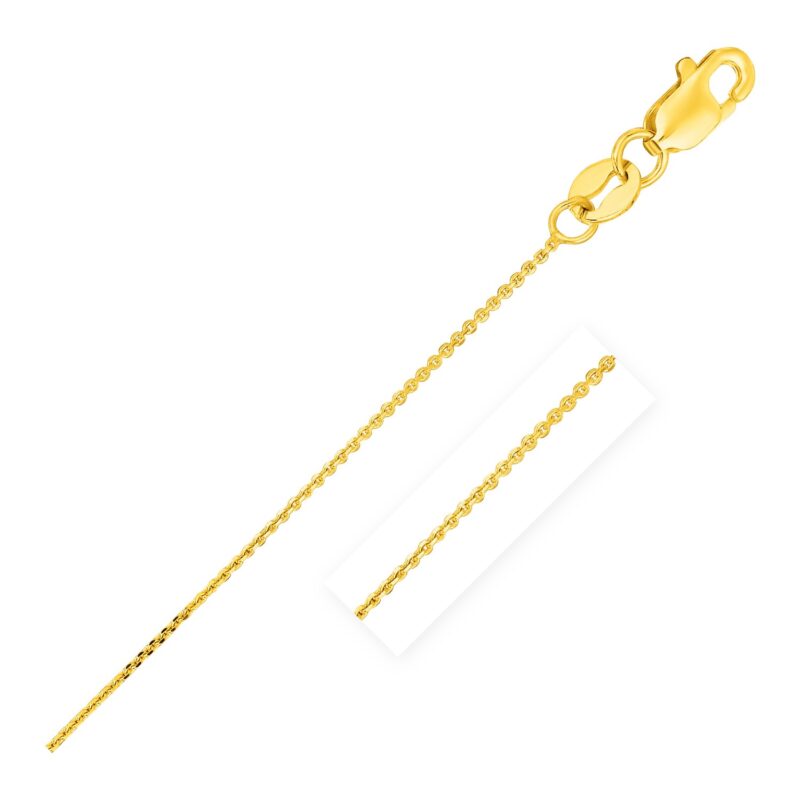14k Solid Gold Thin Cable Link Chain Necklace 0.5 mm