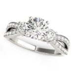 14k White Gold Split Shank Round Diamond Engagement Ring 1 5/8 cttw