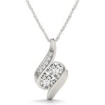14k White Gold Two Stone Curved Diamond Pendant Necklace (3/4 cttw) 14k White Gold Two Stone Curved Diamond Pendant Necklace (3/4 cttw)