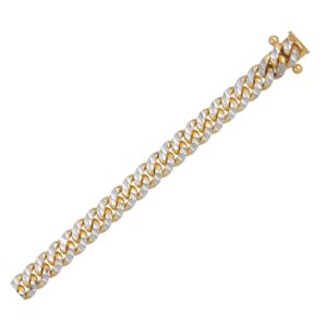Classic Miami Cuban White Pave Solid Chain Necklace 14k Gold 6 mm