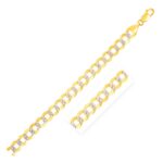 14k Two Tone Gold Pave Curb Chain Necklace 7 mm