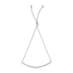 14k White Gold Smooth Curved Bar Lariat Design Bracelet (1.00 mm)