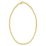 14K Yellow Gold Charm Lock Paperclip Chain Necklace