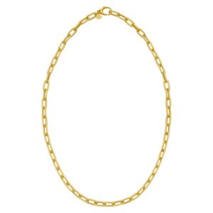14K Yellow Gold Charm Lock Paperclip Chain Necklace