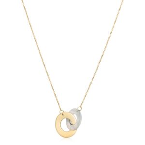 14k Yellow Gold Linked Mother of Pearl Circles Necklace