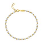 14K Yellow Gold Faceted Bead and Freshwater Pearl Bracelet 3 mm