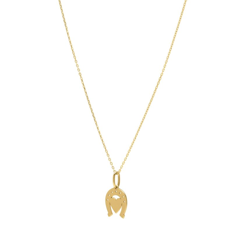 Heart and Horse Necklace 14K Yellow Gold