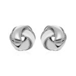 Textured and Polished Love Knot Earrings in Sterling Silver (13 mm)