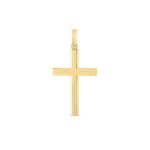 14k Yellow Gold Ribber Cross Pendant High Polish