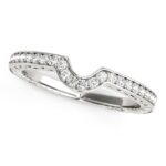 Prong Set Curved Wedding Band 1/8 cttw 14k White Gold