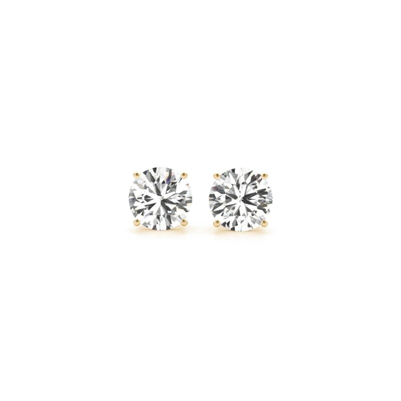 Lab Grown Round Diamond Earrings 14k Yellow Gold 1 1/2 Carat