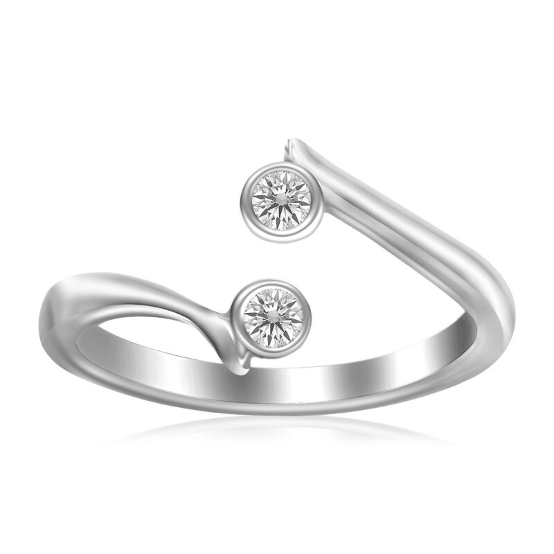 Open Cubic Zirconia Toe Ring Sterling Silver Rhodium Finished