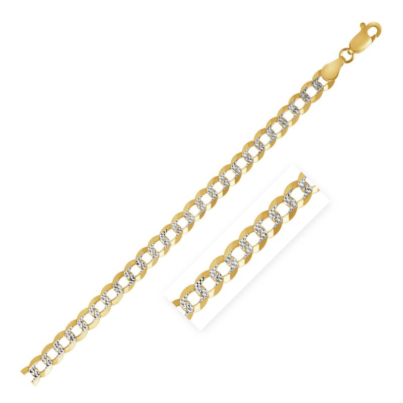 14k Two Tone Gold Pave Curb Chain (3.2 mm)