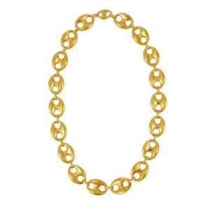 Puffed Mariner Link Necklace in 14K Yellow Gold 18 Inch 45 cm