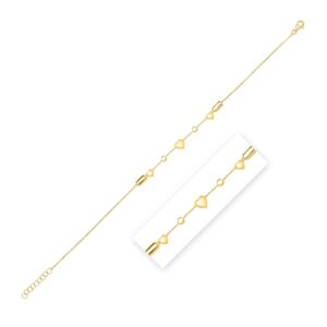 Puff Heart Adjustable Anklet 14k Gold