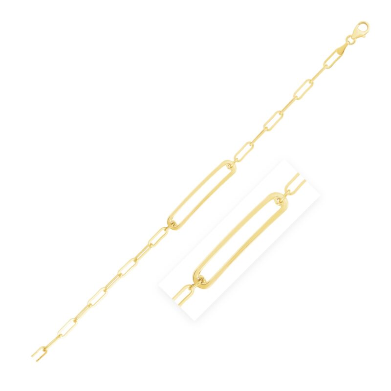 14k Yellow Gold Open Curved Paperclip Bracelet High Polish (3.30 mm)
