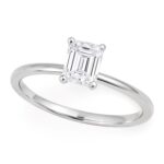 1 Carat Emerald Lab Grown Diamond Solitaire Ring in 14K White Gold 1 Carat Emerald Lab Grown Diamond Solitaire Ring in 14K White Gold