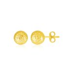 14k Yellow Gold Ball Stud Earrings with Crystal Cut Texture (5mm)