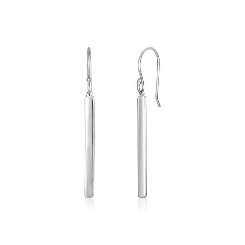 Sterling Silver Vertical Bar Drop Earrings Polished