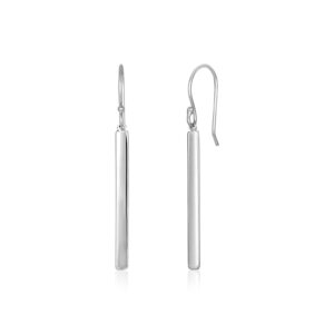 Sterling Silver Vertical Bar Drop Earrings Polished