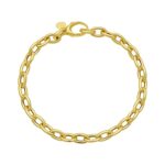 14K Yellow Gold Charm Lock Rolo Chain Bracelet 5.1 mm