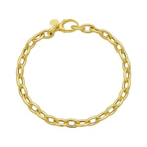 14K Yellow Gold Charm Lock Rolo Chain Bracelet 5.1 mm