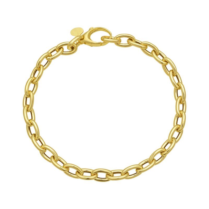 14K Yellow Gold Charm Lock Rolo Chain Bracelet 5.1 mm