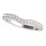 Antique Style Milgrained Curved Diamond Ring 1/4 cttw 14k White Gold
