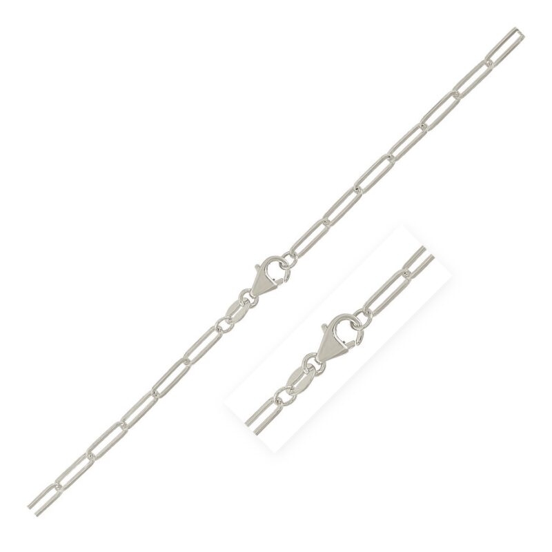 Sterling Silver Paperclip Chain Rhodium Plated (2.50 mm)