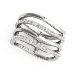 0.35 Ct Multiple Band Design Ring with Diamonds 14k White Gold 0.35 Ct Multiple Band Design Ring with Diamonds 14k White Gold